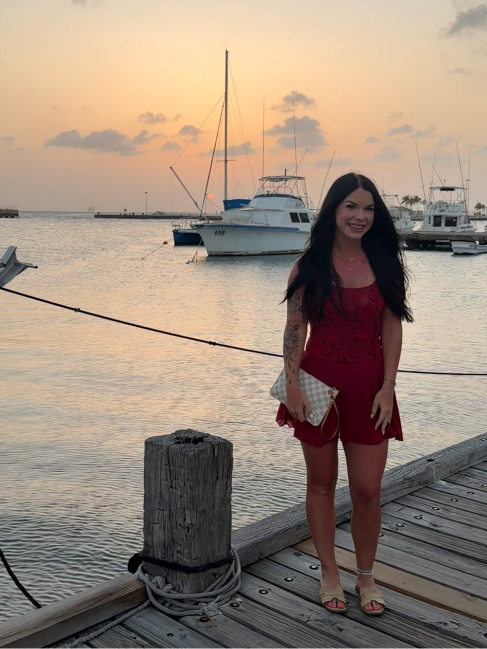 Meshki Red Floral Appliqué Melanie Mini Dress